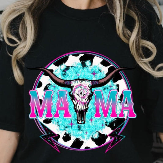 Neon Mama Cow Skull