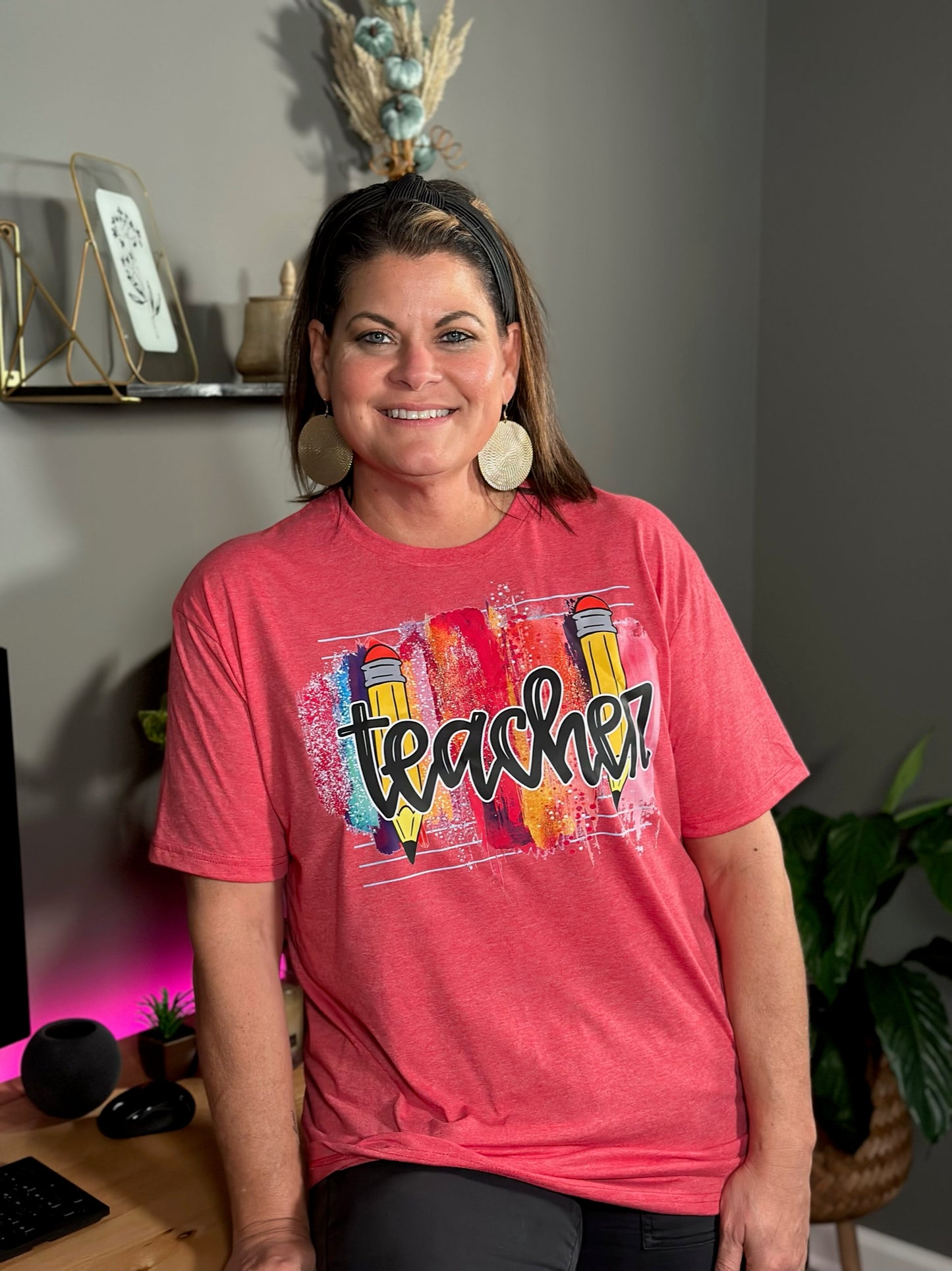 Vibrant Teacher Pencil Tee-Inspiring Minds, One Lesson at a Time