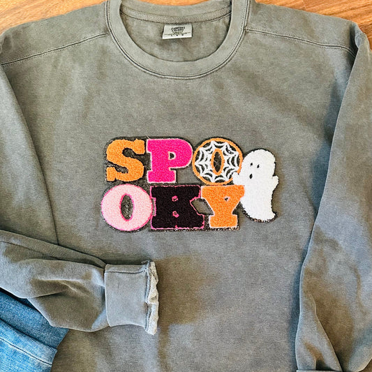 Pink SPOOKY Chenille sweatshirt