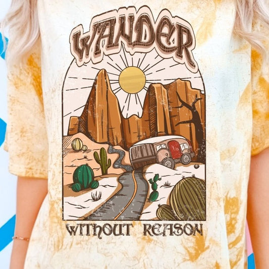 Wander Without Reason Crew Neck Cotton Graphic Tee