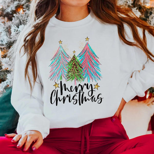 Merry Christmas Trees Women's Graphic Sweatshirt