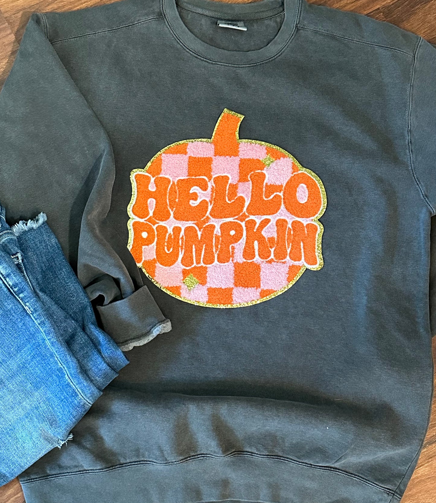 Chenille Hello Pumpkin Sweatshirt