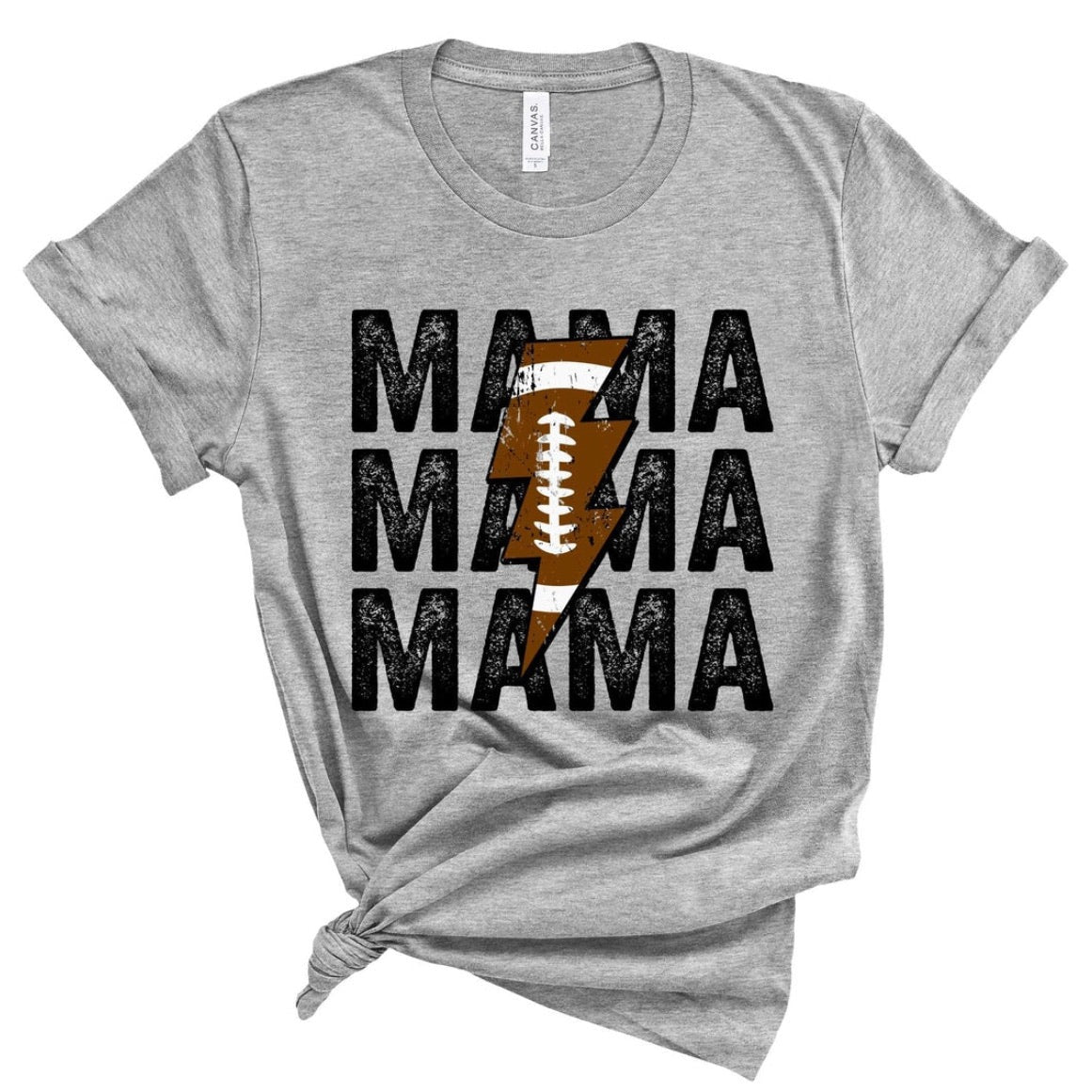 Cheer in Style on Game Day with the “Football Mama Lightning Bolt” Graphic Tee!