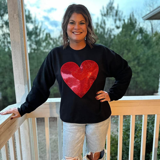 Glitter Red Heart Sweatshirt