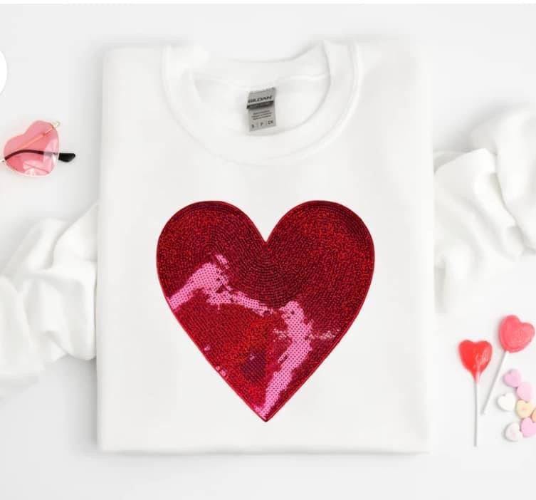 Glitter Red Heart Sweatshirt